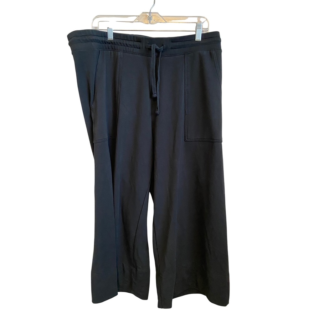 Quince SuperSoft Fleece Cropped Wide Leg Pants Black XL LB19586-YATRCO006-22266
